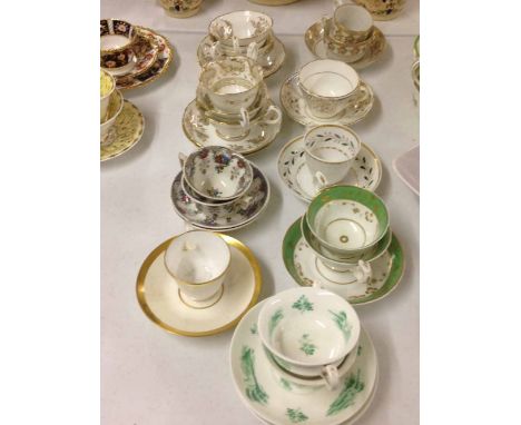 A quantity of antique cups & saucers.