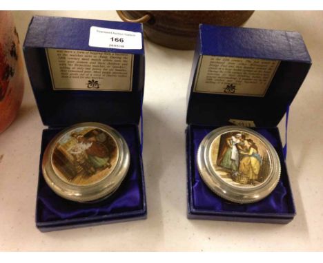 2 Aquinas Locke ceramic & pewter pot lids - boxed