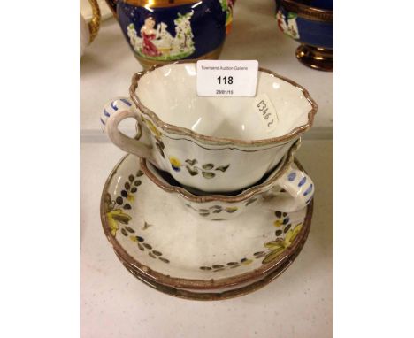 A pair of Cantagalli cups & saucers c.early 20th century.
