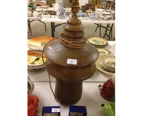 A large brown studio pottery lamp, 55cm tall.