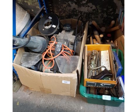 Two boxes of mostly woodworking hand tools. 