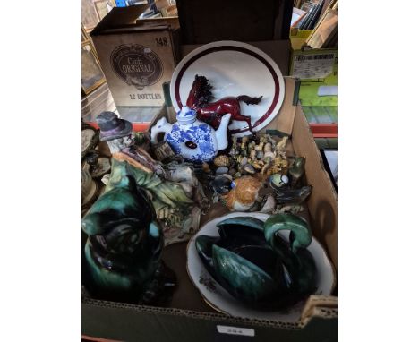 A mixed lot of ceramics and collectables including Wade whimsies, Beswick birds, Blue Mountain ornaments, Capodimonte figure,