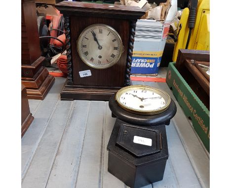 A Wilkinson of Mansfield mantle clock, with pendulum, together with another wall clock