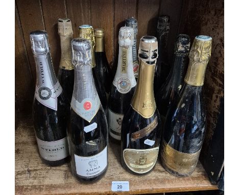 11bottles of sparkling wine including Merlot, Vouvret, Martini etc
