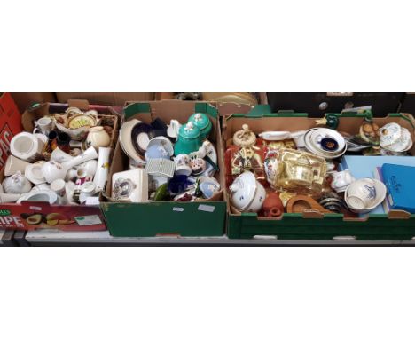three boxes of assorted china to include Limoges, Wedgwood, Aynsley, Royal Winton and 2 Nicholas Pine plates etc.