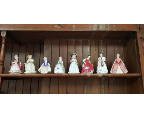 8 Royal Doulton figurines including â€˜First Performanceâ€™ HN3605, â€˜Bridesmaidâ€™ HN3476, â€˜Sharonâ€™ HN3047, â€˜Valerieâ