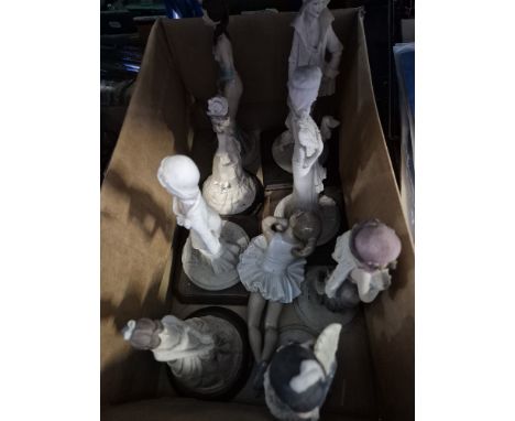 A box of assorted figurines to include Nao etc. 