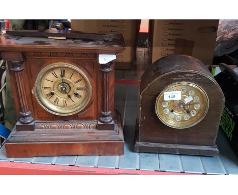 A Bugler Alarm mantle clock, together with another mantle clock with pendulum but no key