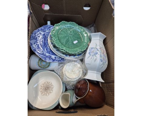 A box of mixed ceramics including Royal Winton and Wedgwood 