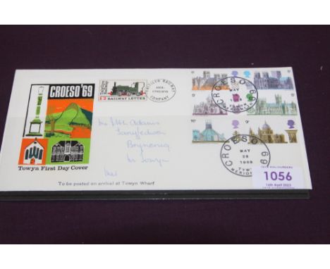 GB, 1969 CATHEDRALS ILLUSTRATED FIRST DAY COVER, OFFICIAL TOWYN WITH CROESO H/STAMP  Official Towyn cover for the British Cat