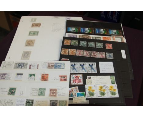 CHINA, COLLECTION ON 50+ PAGES &amp; LOOSE STOCKCARDS INC LOCAL POSTS   Over 50 pages of leaves with useful Chinese stamp col