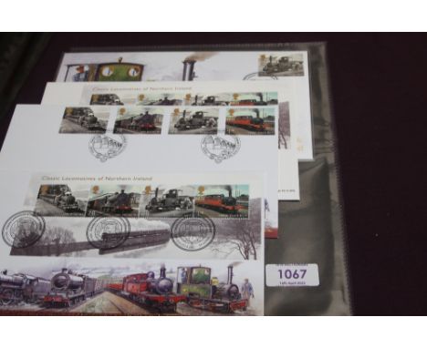 GB, 2013 LOCOMOTIVES OF NORTHERN IRELAND, SET OF 4 BUCKINGHAM FIRST DAY COVERS  Set of 4 covers from 2013 for the Locomotives