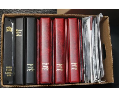 BOX WITH 9 KESTREL FIRST DAY COVER ALBUMS ALL WITH PLENTY OF INSERTS   Box with 9 Kestrel and a Thames first day cover album,