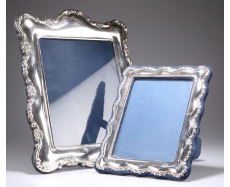 TWO LARGE MODERN SILVER-MOUNTED PHOTOGRAPH FRAMES, the smaller by TKC, Birmingham 1998, the larger by D R & SSheffield 1989, 