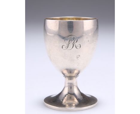 A GEORGE III SILVER EGG CUP,&nbsp;by Stephen Adams II, London 1812, of typical form, plain, raised on a circular foot, gilded