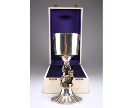 AN ELIZABETH II SILVER AND SILVER-GILT COMMEMORATIVE GOBLET,&nbsp;by Arum Ltd, London 1977, limited edition 483/750, the plai