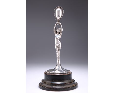 AN ART NOUVEAU SILVER FIGURE OF A LADY,&nbsp;by H J Cooper &amp; Co Ltd, Birmingham 1905, modelled standing with hands raised