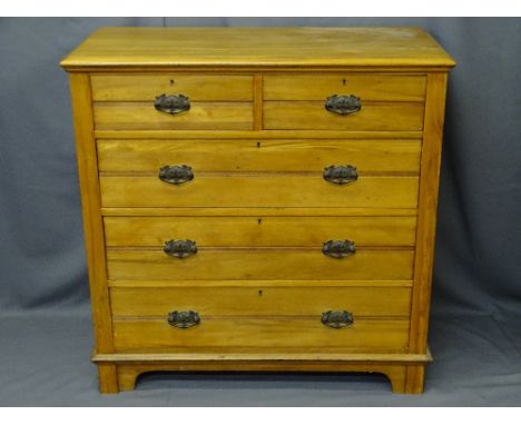 CIRCA 1900 SATINWOOD CHEST of two short over three long drawers, registered design number 419495 stamped to the top right dra