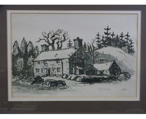 After SIR KYFFIN WILLIAMS RA colourwash print - Ty Mawr, Gwybrnant, signed with initials, 29 x 44cms
