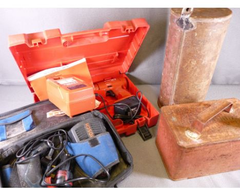 VICTORIAN FIRE EXTINGUISHER, old petrol can and power tools ETC