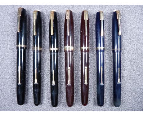 WATERMAN - Three vintage 1940s Waterman 503 fountain pens - two black and one blue, both with gold trim and Waterman 14ct gol