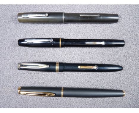 WATERMAN - Modern 1990s matt black Waterman Hémisphère with gold trim and gold plated nib, with converter, a vintage 1950s bl