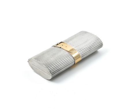 Gold and silver minaudiere GUCCI Grooved silver clutch bag with two compartments with two mirrors, a powder case and a lipsti