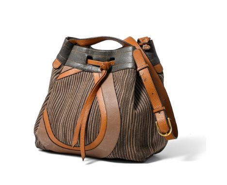 Bucket bag "Sarment", leather canvas Delvaux Made of leather canvas in beige, taupe, grey-green Purchased on 27/10/1990 (purc