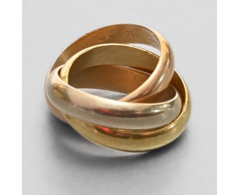 CARTIER Triple ring - Cartier White gold, pink gold and yellow 18-carat gold. Finger length : 50 ( US : 5) Marked : eagle hea