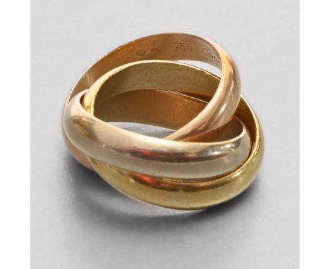 CARTIER Triple ring - Cartier White gold, pink gold and yellow 18-carat gold. Finger length : 50 ( US : 5) Marked : eagle hea