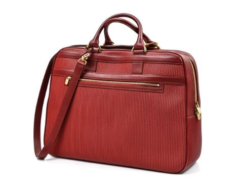 TLC bicolour document holder "Dépêche"Delvaux In burgundy red smooth leather and leather canvas in red tones. Gold trim. Beig