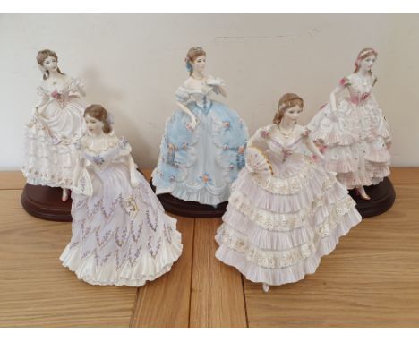 Royal Doulton; The Fairest Rose, 223/12500, The First Quadrille, 351/12500, head glued, Royal Debute, 1709/12500, Last Waltz,