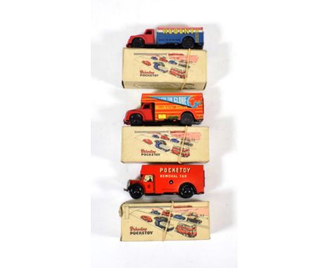 Wells-Brimtoy Pocketoys 598 Removal van, 506 Regent tanker and 508 Removal van (all E boxes G-E) (3)