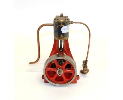 Kit Built Stationary Steam Engine with single vertical cylinder and flywheel