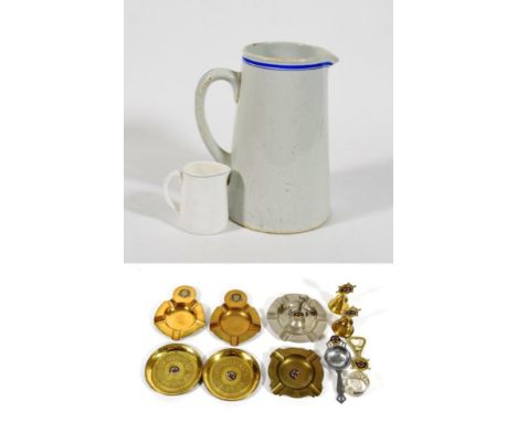 British Railways Shipping Group including six metal ashtrays including one with vertical anchor to centre, two bells with shi