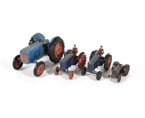 Tractors Four Unboxed Examples Britains spud-picker, Britains Fordson, Chad Valley Fordson and a Dinky 22 series (all F, Dink