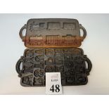 VINTAGE CAST IRON COOKIE TRAYS 14" X 7.25"
