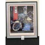 FRAMED MIXED MEDIA PRINT OF A HARLEY DAVIDSON