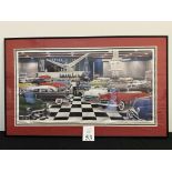 VINTAGE FRAMED POSTER MOTORAMA 1953