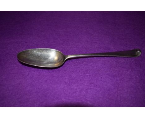 A George III silver table spoon of hanoverian form bearing monogram to reverse of terminal, London 1772, possibly William Wit