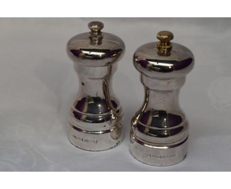 A pair of Silver salt and pepper grinders of traditional form, Birmingham 2002, Mappin &amp; Webb Ltd