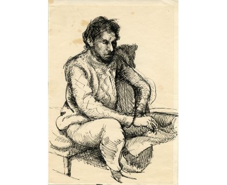 Robert Lenkiewicz (1941-2002) early ink on paper sketch 'Study of Tarun Bedi', 253 x 176mmThis sketch has been donated by Tar
