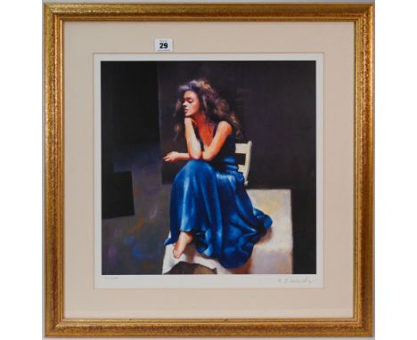 Robert Lenkiewicz (1941-2002) 'Anna Seated' signed limited edition print 133/500, framed and glazed, overall size 60cm x 59cm