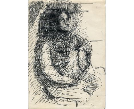 Robert Lenkiewicz (1941-2002) early ink on paper sketch 'Study of Tarun Bedi', 253 x 176mmThis sketch has been donated by Tar