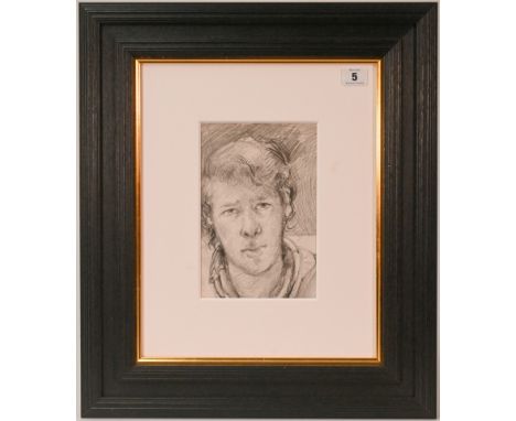 Robert Lenkiewicz (1941-2002) 'Self Portrait' early pencil sketch, 22cm x 14.5cm, framed and glazed. This work was probably d