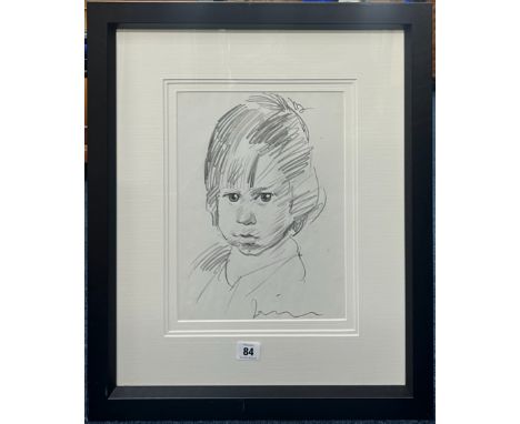 Robert Lenkiewicz (1941-2002), signed pencil sketch, circa 1970, child, 30cm x 23cm, framed and glazed. 
