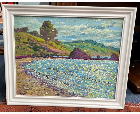 Paul Stephens, original oil on board 'Poldark Country, Cornwall (Looe Beach)', also an unfinished sketch of Looe to the rever