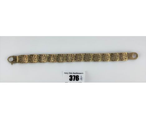 9k Gold Celtic design panel bracelet, W:34.9 gms