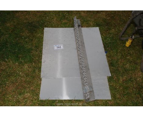 Two aluminium plates and 10 step edging chequer-plate angles 45" long.