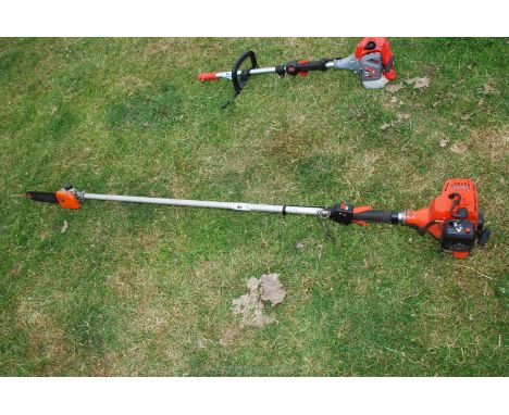 A Echo strimmer engine unit with pole-saw/chainsaw attachment, ran at time of lotting.